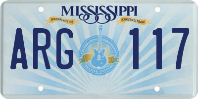 MS license plate ARG117