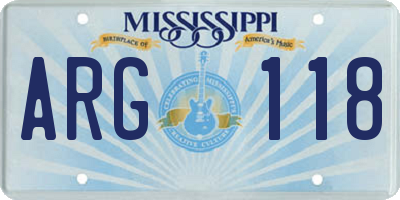 MS license plate ARG118
