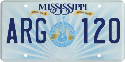 MS license plate ARG120