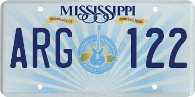 MS license plate ARG122