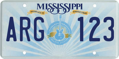 MS license plate ARG123