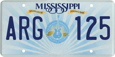 MS license plate ARG125