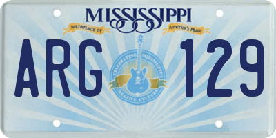 MS license plate ARG129