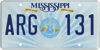 MS license plate ARG131