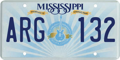MS license plate ARG132
