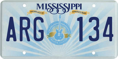 MS license plate ARG134