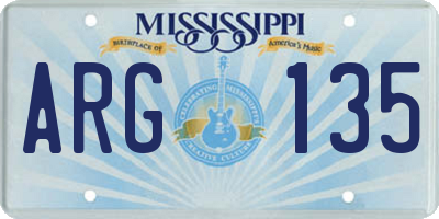 MS license plate ARG135