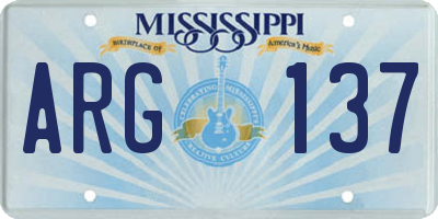 MS license plate ARG137