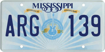 MS license plate ARG139