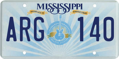 MS license plate ARG140