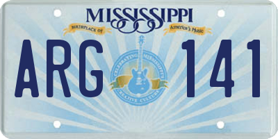 MS license plate ARG141