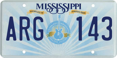 MS license plate ARG143