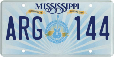 MS license plate ARG144