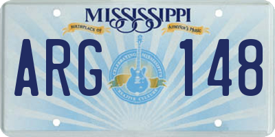 MS license plate ARG148