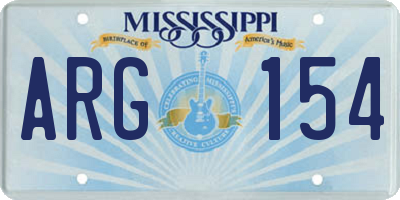 MS license plate ARG154