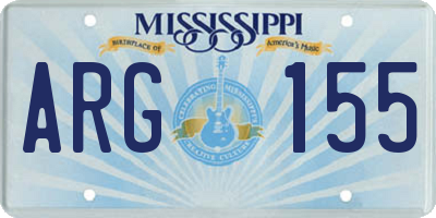 MS license plate ARG155