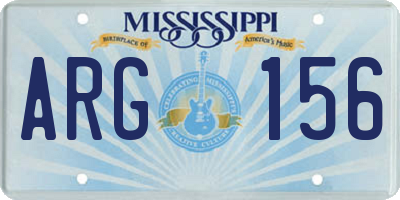 MS license plate ARG156