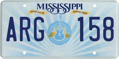 MS license plate ARG158