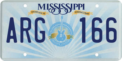 MS license plate ARG166