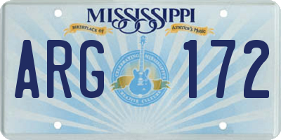 MS license plate ARG172