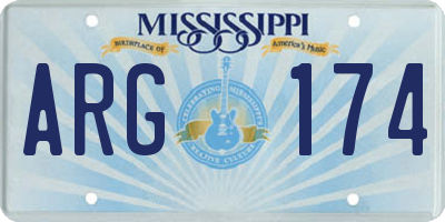 MS license plate ARG174