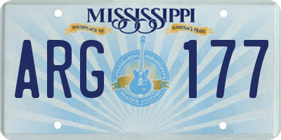 MS license plate ARG177