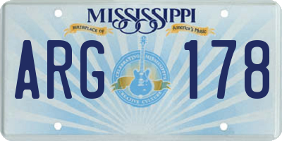 MS license plate ARG178