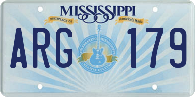 MS license plate ARG179