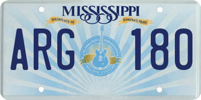 MS license plate ARG180