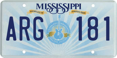 MS license plate ARG181