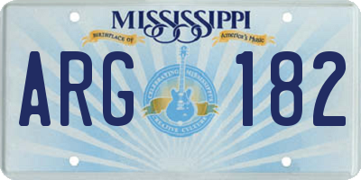 MS license plate ARG182