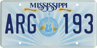 MS license plate ARG193