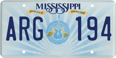 MS license plate ARG194