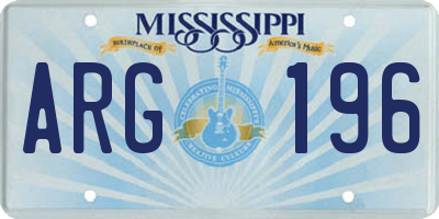 MS license plate ARG196