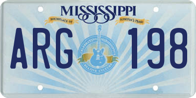 MS license plate ARG198
