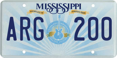 MS license plate ARG200