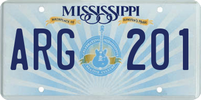 MS license plate ARG201