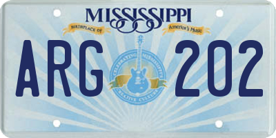 MS license plate ARG202
