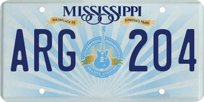 MS license plate ARG204