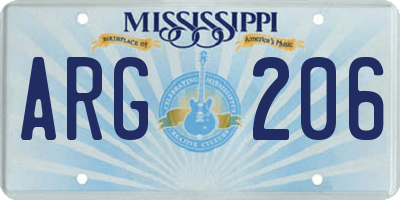 MS license plate ARG206