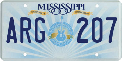 MS license plate ARG207