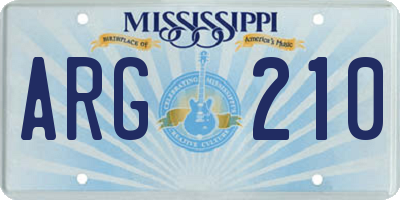 MS license plate ARG210