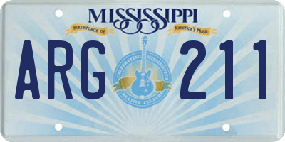MS license plate ARG211