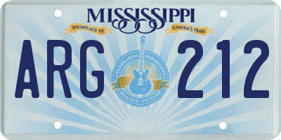 MS license plate ARG212