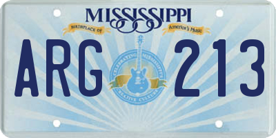 MS license plate ARG213