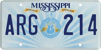 MS license plate ARG214