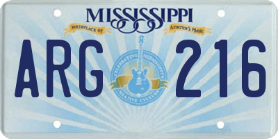 MS license plate ARG216