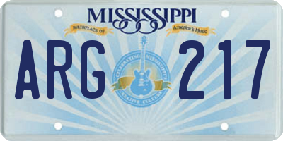 MS license plate ARG217