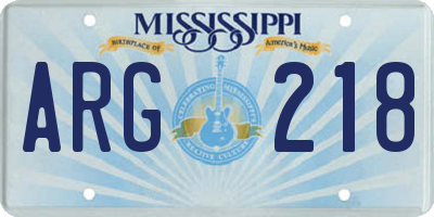 MS license plate ARG218