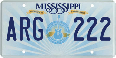 MS license plate ARG222